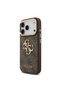 iPhone 18 Pro Case Licensed Gold Frame 4g Patterned Metal Large 4g and Text Logo Cover Coffee - 4