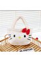 Cute Cat Hello Kitty Patterned Plush White Bag – Zippered, Shoulder Strap, Soft Handbag - 2