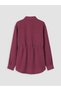 Lcw Everyday Burgundy Lace-Up Waist Striped Women's Shirt Tunic - 7