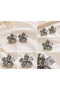 Silver zircon stone flower steel earrings - 3