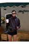High Collar Textured Oversize Leather Jacket - 3