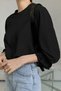 Women's Modern Cut, Thin Sleeve Detailed Oversize Basic Blouse - 3