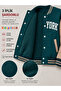 Boys' Petrol Green Printed College Jacket (3-Strand Thick Fabric) - 6