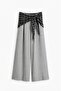 Gray Plaid Detailed Wide Leg Trousers