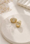 Curved Stone Steel Earrings
