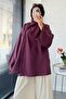 Premium Modal Blouse with Cross Scarf Detail - Plum - 8