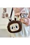 Cute Labubuuu Patterned Brown Plush Bag – Zippered, Shoulder Strap, Soft Handbag - 3