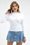 Women's Boat Neck Basic Slim White Blouse - 5