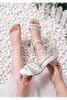 Girls' Evening Dress Shoes Square Toe Ankle Buckle Rhinestone Three-Strap Transparent Heels Special Occasion - 2