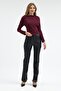 Women's Boat Neck Basic Slim Fit Burgundy Blouse - 6