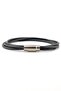Gray Original Leather 3 Row Silver Color Magnetic Clip Men's Bracelet M068A - 2