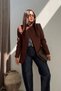 High Collar Blazer Jacket Brown - 3