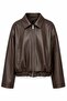 Belted Bomber Leather Jacket Aci Brown