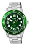 Unisex Analog Quartz Watch Q60B-003PY with Green Dial and Silver Tone Band