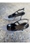 Grey Outer Material Shiny Skin Leather Open Back Women's Shoes - 2