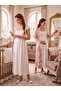 New Season Ecru Powder Summer Patterned Lace Detailed Special Design Breastfeeding Feature 100% Cotton Maternity Nightgown Set