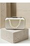Bridal Bag Ecru Matte Leather Silver Metal Detailed Pearl Strap Chain Strap Women's Evening Dress Bag Wedding Engagement Graduation - 6