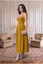 Women's Strapless Stone Embroidered Degaje Collar Zippered Midi Length Lined Graduation Evening Dress - 4