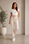 Black Modal Fabric Balloon Model Ribbed Front Comfortable Fit Pants - 2