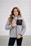 Women's Gray Comfortable Thick Plush Welsoft Fleece Jacket with Full Zipper Front Pocket - 2