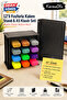 12-Pack Highlighter Pen Stand and A5 4-Ring Black Binder Set |   6 Glittery Pens + 6 Neon Highlighters, Wooden Desktop Stand