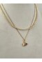 Gold non-returning waterway and purple swan pendant double steel necklace