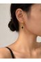 Gold Black Stone Star Figured Dangle Earrings
