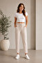 Black Modal Fabric Balloon Model Ribbed Front Comfortable Fit Pants - 4