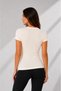 Women's Ecru Half Sleeve Crew Neck Basic Body Badi Slim Fit Lycra Flexible Viscose Daily Blouse - 3