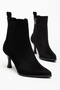Toronto Black Suede Pointed Toe Women's Heeled Boots - 3