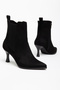 Toronto Black Suede Pointed Toe Women's Heeled Boots - 4