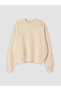 Beige Crew Neck Oversize Women's Sweatshirt - 5