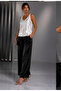 Satin Silvery Front and Back V-Neck Evening Dress White Blouse - 3
