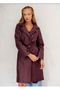 Women's Belted Long Leather Coat - 2