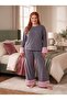 Plus Size Pajama Sets - Gray - Long - 4