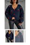 Cherry Appliqué Knitwear Buttoned Women's Cardigan Oversized Sweater Cardigan - 2