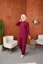Flower Embroidered Angora Textured Knitwear Trouser Suit Anka261044