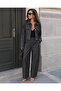 Women's Lined Denim Buttoned Jacket & Elastic Waist Pants Top and Bottom Set - 2