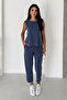 Women's Sleeveless Blouse with Elastic Waist and Comfortable Cut Pants Two-Piece Set