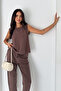 Women's Sleeveless Blouse with Elastic Waist and Comfortable Cut Pants Two-Piece Set - 6