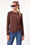 Women's Crew Neck Long Sleeve Basic Blouse Relaxed Fit Casual Top - 6