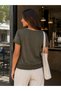 Women's Double Breasted Viscose Khaki Blouse - 2