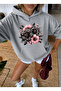 Unisex Women'S/Men's Oversize Hooded Sweatshirt with Floral Heart Design