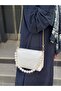 Women's White Beaded and Chain Handle Shoulder and Hand Bag Stylish Design Baguette Handbag - 4