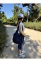 Jo Bag Large Volume 4-Pocket Navy Blue Striped Ribbon Detailed Shoulder Bag - 4