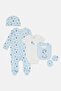 Toddlers Boy 5 Pieces Bodysuit,Bib,Hat And Mitts Gift Set, Multicolor - 3