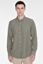 Men's Khaki Slim Fit Slim Fit Buttoned Collar Dobby Seersucker Patterned Shirt