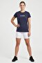 Women Loose Fit Short Sleeve Training T-Shirt, Navy - 2