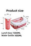 Bento Lunch Box Water Cup Set for Kids,1000ml Bento Lunch Box Set with 400ml Water Bottle, 4 Compartments Portions Lunchbox with Tableware and Sauce Containers Pink - 2
