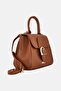 Women Brand Logo Satchel Bag, Brown - 3
